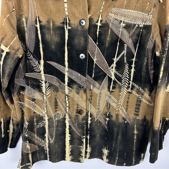 Vintage Conrad C Western Aztec Cotton Embroidered Jacket Size 12 Black Brown - Picture 3 of 13